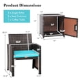 thumbnail image 4 of Costway 3PCS Patio Wicker Furniture Set Storage Table W/Protect Cover Turquoise, 4 of 10