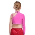 thumbnail image 2 of Manyakai Kids Girls Shiny Rhinestone Jazz Latin Modern Lyrical Dance Crop Tops Irregular Shoulder Hot Pink 8, 2 of 5