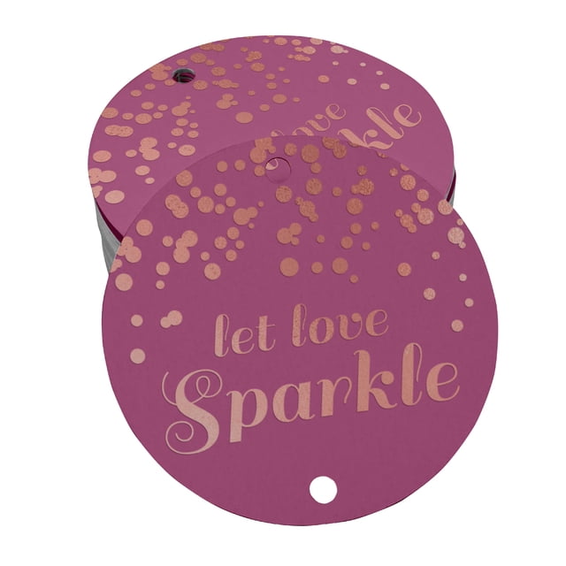 Inkdotpot Pack Of 50 Let Love Sparkle Wedding Favor Paper Tags Craft Real Rose Gold Foil Hang Tags
