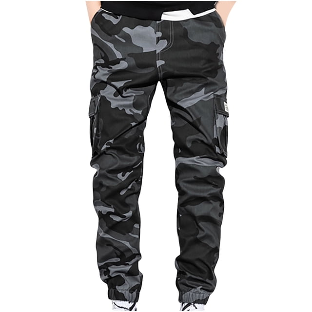 RKSTN Mens Cargo Pants Ripstop Work Pants Relaxed Fit Outdoor Tactical Camouflage Plus Size Trousers with Pockets