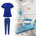 thumbnail image 2 of Xuanheng Women's V-Neck Short Sleeve Scrub Set, Bright Blue, M, 2 of 8