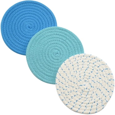 JHIJHOO 3 Pack Kitchen Potholders Set Trivets Set 100% Pure Cotton Thread Weave Hot Pot Holders Set Stylish Coasters, for Cooking and Baking by Diameter 7 Inches