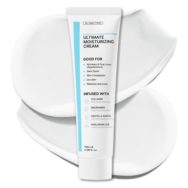 NIDA Jeune FormuleTM Crème Hydratante Ultime / Centella Asiatica, Niacinamide, Acide Hyaluronique, Collagène / Rides, Ridules, Taches Brunes, Peau Sèche, Rougeurs / 3,38 fl. oz., 100 ml