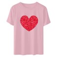 thumbnail image 4 of Meichang T-Shirts de la Saint-Valentin pour Femmes Hauts Mignons Imprimé Cœur Hauts Mignons Col Rond Manches Courtes Décontracté T-Shirts de Vacances Saint-Valentin, 4 of 6