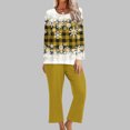 thumbnail image 2 of Pisexur Pyjama de Noël pour Femmes Ensemble Deux Pièces Tendance des Fêtes Imprimé Flocon de Neige Pyjamas de Noël Décontractés Manches Longues Col Rond Hauts Pantalons de Pyjama Tenue de Nuit, 2 of 5