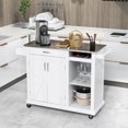 thumbnail image 2 of Costway Cuisine Île Chariot Roulant Utilitaire Chariot en Acier Inoxydable Porte-Bouteilles Blanc, 2 of 10