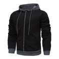 thumbnail image 1 of Pisexur Mens Winter Jacket Man Color Match Drawstring Zipper Pockets Hooded Coat Mens Winter Coat Windbreaker Jacket Warming Jacket, 1 of 3