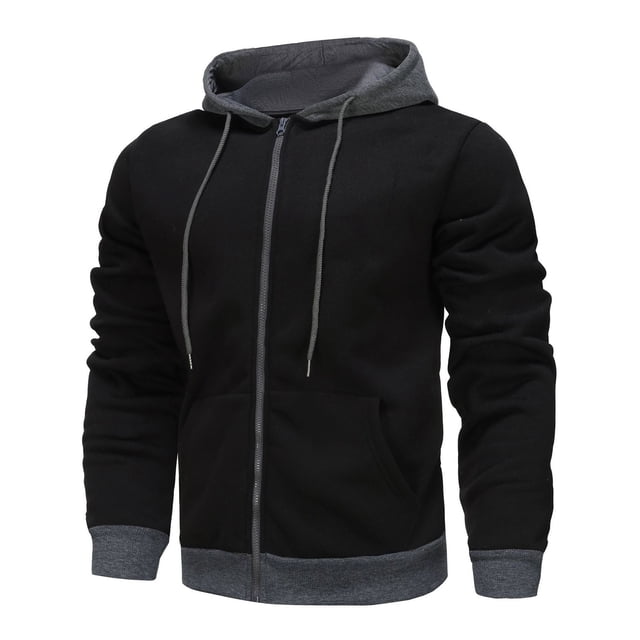 Pisexur Mens Winter Jacket Man Color Match Drawstring Zipper Pockets Hooded Coat Mens Winter Coat Windbreaker Jacket Warming Jacket