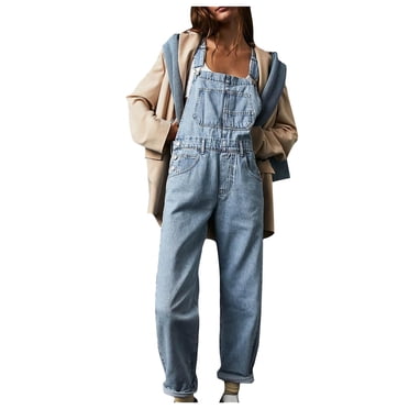 Fankiway Women'S Summer Casual Pocket Romper Long Playsuit Strap Button Jumpsuit Womens Pants Clearance Plus Size Pants for Women Clearance