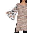 thumbnail image 4 of Moomaya Kurtis Courtes en Poly-Crêpe pour Femmes, Robe à Manches Kimono Imprimée, Haut Indien, 4 of 5