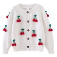 thumbnail image 2 of Zwiiyzr Girls Sweaters Kids Open Front Button Down Long Sleeve Knit Cardigans Sweater Cardigan Jacket 2-8Y White, 2 of 3
