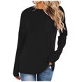 thumbnail image 1 of Yuyuzo T-Shirts à Manches Longues pour Femmes Col Ras du Cou Décontractés Basiques Doux Amples Couleur Unie Hauts d'Automne, 1 of 5