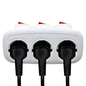 Cord d'extension avec 3 Prises et interrupteurs individuels Adaptateur de robinets muraux pour chaque prise de courant indépendant avec contrôle hors tension pour bureau à domicile