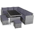 thumbnail image 4 of Costway 7 PCS Patio Rattan Dining Set Sectional Sofa Couch Ottoman Garden Gray, 4 of 10