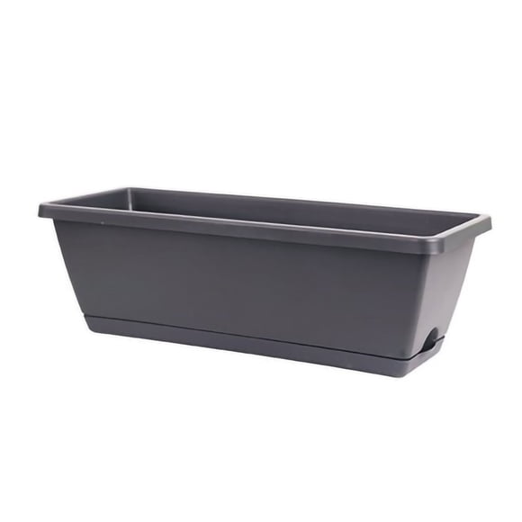 Rectangular Planter Box Plastic Flower and Vegetable Planting Pots Plant Containers for Balcony Home Dark Grey 50x19cm/19.7x7.5in