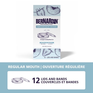 Bernardin Mason Jar Lids and Bands, Regular Mouth, 12 Count