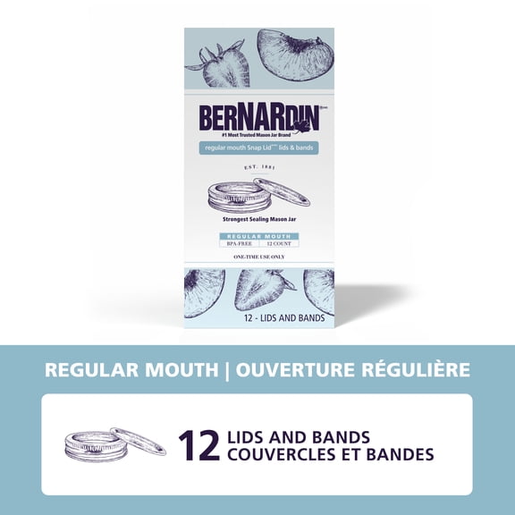Bernardin Mason Jar Lids and Bands, Regular Mouth, 12 Count