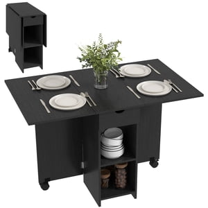 HOMCOM Foldable Dining Table, Drop Leaf Table with Storage for Kitchen