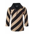 thumbnail image 4 of Sportoli Polo Rugby à Manches Longues en Coton à Larges Rayures pour Garçons - Noir/beige (Taille 10), 4 of 7