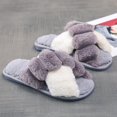 thumbnail image 3 of Coofit Cross Band Slippers Plush: Non-skid Fluffy Slippers Open Toe Slippers for Women, 3 of 10
