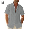 thumbnail image 3 of Wweixi Men's Button Down Shirt Boys Summer Pool Party Beach Walking Solid Color Simple Design Tops Daily Working Clothes Grey M, 3 of 5