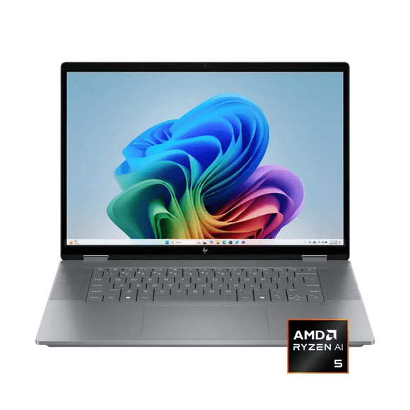 HP OmniBook X Flip 2 in 1, 16" 2K TouchScreen Laptop, Copilot+PC, AMD Ryzen AI 5, 16GB DDR5 512GB SSD, Windows 11 Home, Wi-Fi 6E, Long Battery Life, Silver