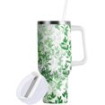 thumbnail image 3 of Gobelet de 30 oz avec Poignée, Couvercle et Paille, Gobelet d'Eau Isolé, Tasse d'Eau en Acier Inoxydable, Tasse/bouteille Réutilisable, Compatible avec Porte-Gobelet, Feuilles Vertes Aquarelle, 3 of 6