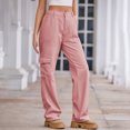 thumbnail image 4 of Besolor Jeans Cargo Taille Haute pour Femmes, Jambe Droite Extensible à Poches à Rabat, Pantalon Cargo en Denim Ample, Rose, 4 of 7