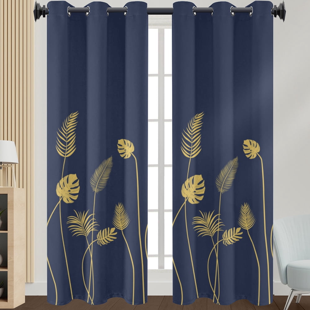 Innerwin Rideaux Semi-Transparents pour Fenêtre à Oeillets Longs Rideaux Filtrant la Lumière Lin de Luxe Texturé Traitements d'Intimité Bleu Marine L.: 43"x H.:85 Pouces