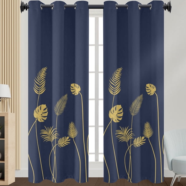 Innerwin Rideaux Semi-Transparents pour Fenêtre à Oeillets Longs Rideaux Filtrant la Lumière Lin de Luxe Texturé Traitements d'Intimité Bleu Marine L.: 43"x H.:85 Pouces