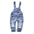 thumbnail image 1 of KIDSCOOL SPACE Baby & Little Boys/Girls Blue Denim Dungaree,Jean Overalls,Blue,2-3 Years, 1 of 5