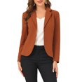 thumbnail image 1 of INSPIRE CHIC Blazer de Tailleur Extensible pour Femme à Col à Revers pour le Travail Brun G, 1 of 6