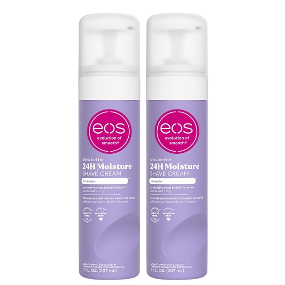 Eos Crème à Raser Shea Better - Crème à Raser Lavande pour Femmes Soins de la Peau au Beurre de Karité 14 Fl Oz Lot de 2