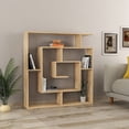 thumbnail image 4 of JV Home Labyrinth Collection 51x49 Inch Grand Bookcase Stylish Bookshelf 6 Tier Shelving Storage for Living Room Kitchen Laundry Bedroom (Oak), 4 of 7