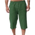 thumbnail image 2 of EOYWHK Mens Linen Capri Pants Summer Loose Fit Lightweight Sleep Shorts Elastic Waist Drawstring with Pockets, 2 of 7
