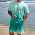 thumbnail image 2 of SHIXIAOO Male Print Short Sleeve T Shirt and Shorts Two Piece Set with All Print Print Shirt and Quarter Pants Set Pinstripe Suit Jacket Men Suite for Man Suite for Teens Graduation Suits for Men, 2 of 5
