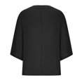 thumbnail image 4 of Offres d'Économies d'Été Cagogo Tuniques Amples pour Femmes en Liquidation à Moins de 10 $ Hauts d'Été Coton Lin T-Shirt à Manches 3/4 Col Ras du Cou Basique Tendance Blouses de Printemps Cadeau d'Anniversaire, 4 of 6