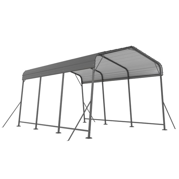 Outsunny Abri d'Auto en Métal 11 x 15 Pi, Auvent d'Abri d'Auto Robuste avec Toit en Acier