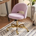 thumbnail image 1 of Ktaxon Office Desk Chair Adjustable Flannel Computer Task Chair Small Rolling Vanity Stool with Wheels for Study Make-up Dressing Room Light Purple, 1 of 7
