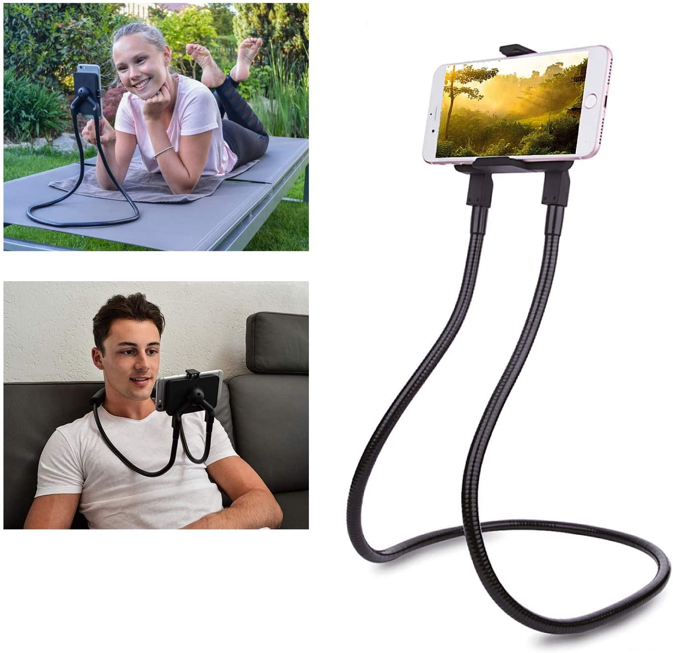 Magnetic Phone Holder, Gooseneck Bed Cell Phone Holders Universal Mobile Phone Stand Flexible Tablet Stand Holder Neck Phone Holder, Compatible of Phones & Tablets