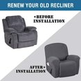 thumbnail image 4 of Super Stretch Couch Covers Recliner Covers Recliner Chair Covers Form Fitted Standard / Oversized Power Lift Reclining Slipcovers, Feature Soft Thick Jacquard, Grey, 2 Pack, 4 of 7