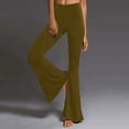 thumbnail image 2 of Pantalon Décontracté pour Femmes, Uni, Longueur Sport, Jambe Évasée, Taille Haute, 2 of 6