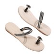 thumbnail image 2 of Styesk Womens Sandals Women's Summer Clip-toe Beach Rhinestone Soft Soled Flat Sandals, 2 of 4