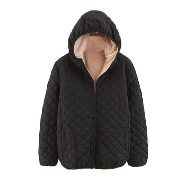 Aboser Manteau Matelassé pour Femmes avec Capuche, Chaud, Doublé en Molleton Peluche, Manteau Matelassé à Losanges, Vestes Amples à Fermeture Éclair, Manteau d'Extérieur Uni à Capuche
