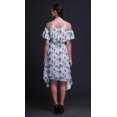 thumbnail image 3 of Bimba Blue Bird Print Cold Shoulder Women Swing Tunic Flutter Sleeve Midi Dress - XXX-Large, 3 of 6