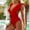 Red, variant on Dvkptbk Swimwear Women Cover Ups for Swimwear Women Women's Solid Color Sexy Ruffled Backless Chest Pad Swimsuit Beachwear Set