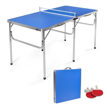 Gymax Table de Tennis Pliante Table de Ping-Pong Portable avec 2 Palettes et 2 Balles