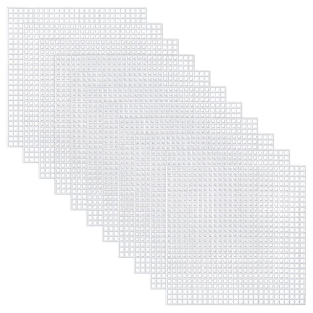 30 Pcs 8x8cm Square Mesh Plastic Canvas Sheets Cross Stitch Sewing Plastic Canvas Sheets for Embroidery Acrylic Yarn Crafting Knit and Crochet Projects DIY Coaster (White)