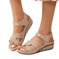 thumbnail image 4 of Penkiiy Sandales Compensées pour Femmes à Plateforme : Été, Bride à la Cheville, Bout Ouvert, Compensées - Sandales Habillées pour Femmes - Sandale Basse de Marche Confortable 37 Beige, 4 of 7