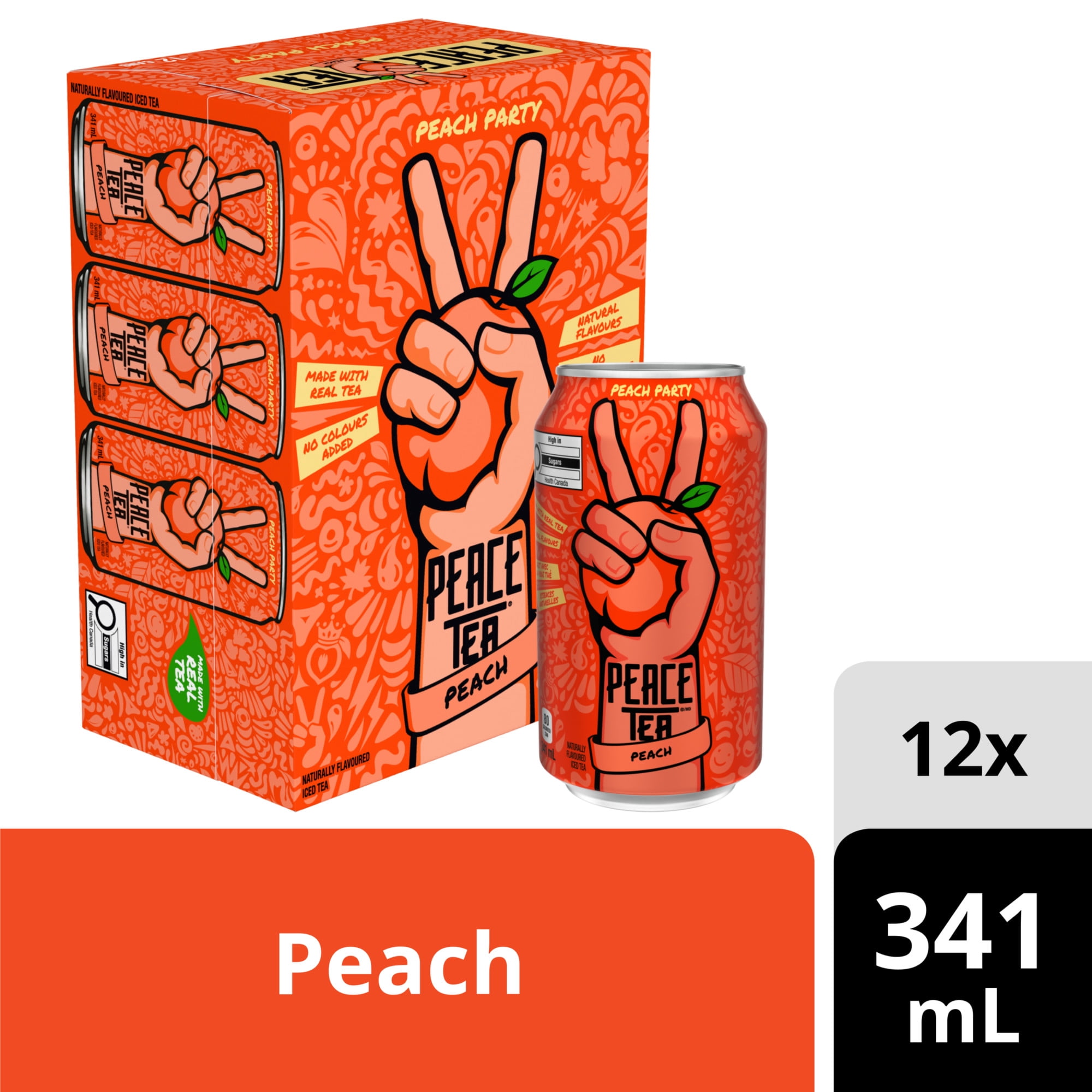 Peace Tea Peach Party Iced Tea Cans, 341 mL, 12 Pack - Walmart.ca